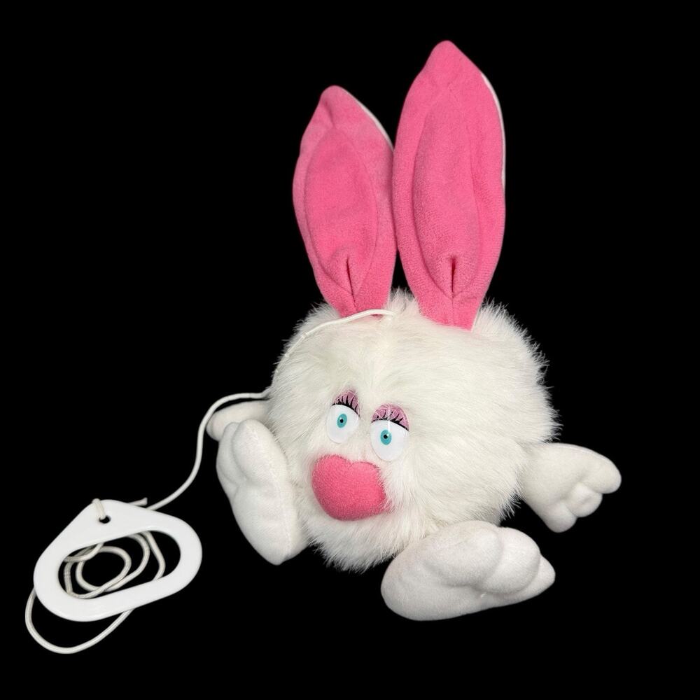 L J Liff Bunny Rabbit Soft Plush Toy Bouncing Sound Works Easter White
